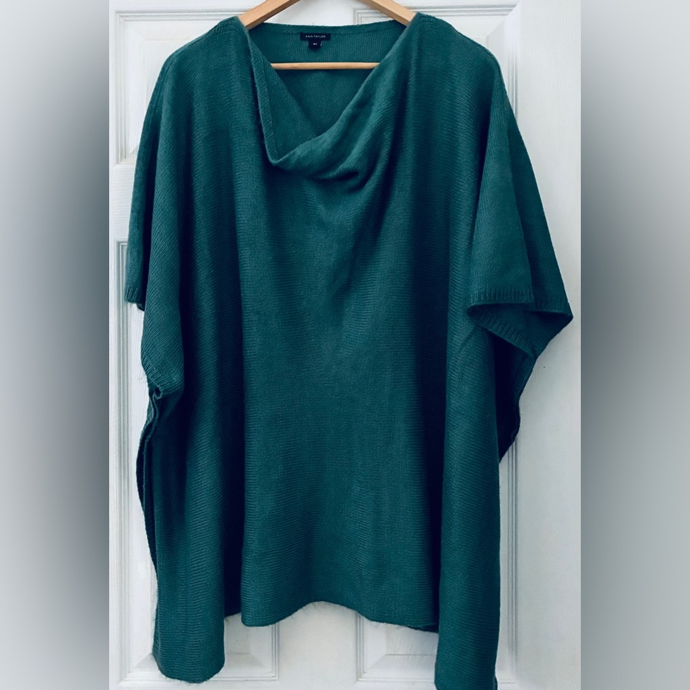 Ann Taylor Teal Green Draped Poncho Sweater